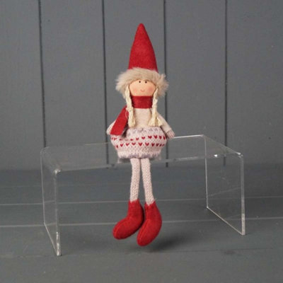 Kdmd Fabric Doll In Patterned Jumper And Red Hat - Red - Image 3