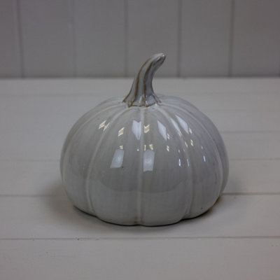 Kdmd Contemporary Smooth Finish Glazed Ceramic Pumpkin - Grey - Image 3