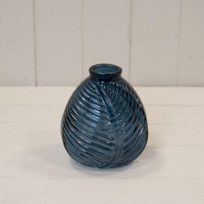 Kdmd Unisex Blue Leaf Glass Vase 13Cm - Image 3