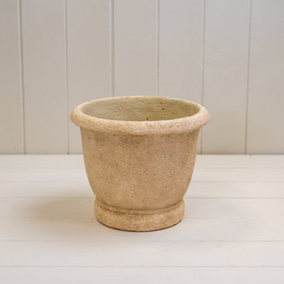Kdmd Charming Tan Rounded Clay Cement Urn Pot - Tan - Image 3