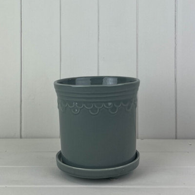 Kdmd Grey Classicsaucer Pot Plant Pot - Grey - Image 3