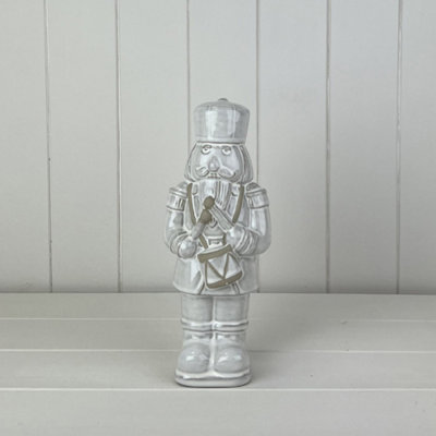 B&Q Grey Glazed Ceramic Nutcracker Ornament With Textured Detail
