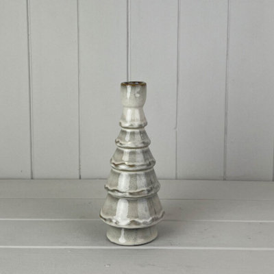 Kdmd Silver Glazed Ceramic Candle Holder - Grey - Image 3