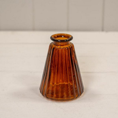  - Burnt Amber Ribbed Glass Bottle