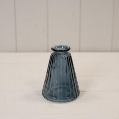 Kdmd Stylish Blue Ribbed Glass Bottle - Blue - Image 3