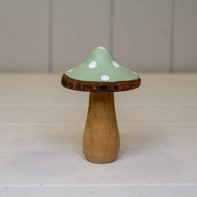 Kdmd Medium Green Wooden Mushroom Decoration - Green - Image 3