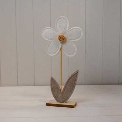 Kdmd Unisex Cream Large Felt Flower On Wooden Base Decoration - Image 3