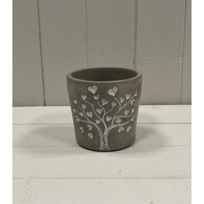 Kdmd Unisex Grey Rustic Cement Love Tree Pot - Image 3