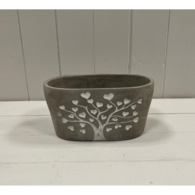 Kdmd Sturdy Grey Cement Love Tree Trough - Grey - Image 3