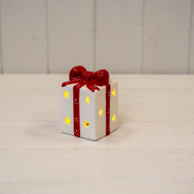 Kdmd White/Red Ceramic Present With Led - White - Image 3