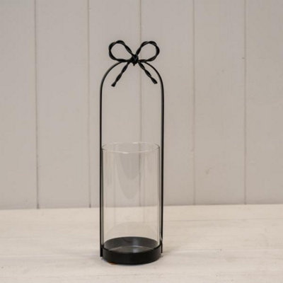 Kdmd Small Black Metal Candle Holder With Bow - Black - Image 3