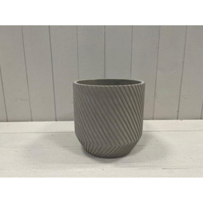 Kdmd Grey 16Cm Cylinder Diagonal Grid Pot - Grey - Image 3