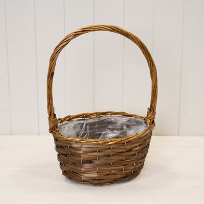 Kdmd Unisex Brown Oval Willow Basket With Overhandle - Image 3