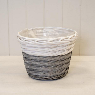 Kdmd Unisex White Handcrafted Two Tone Willow Planter In - Image 3