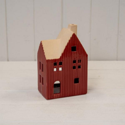 Kdmd Large Red Ceramic House Tealight Holder - Red - Image 3