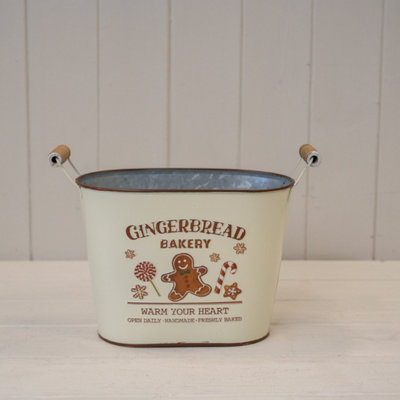 Kdmd Unisex Cream Small 'Gingerbread Bakery' Oval Planter - Image 3