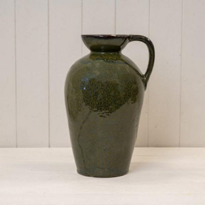 Kdmd Green Ceramic Tall Vase With Handle - Green - Image 3