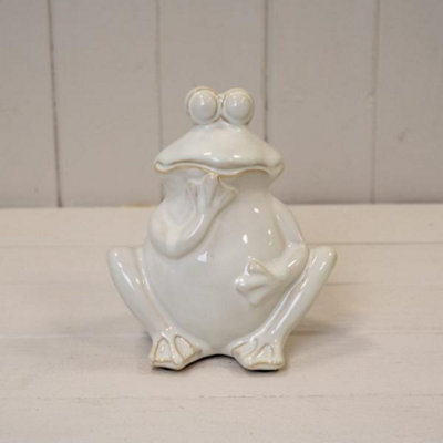 Kdmd Elegant Cream Ceramic Wondering Frog - Cream - Image 3