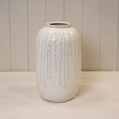 Kdmd Large Cream Ceramic Ribbed Vase - Cream - Image 3
