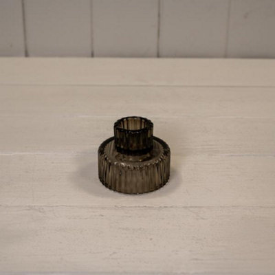 Kdmd Contemporary Warm Grey Glass Candle Holder - Grey - Image 3