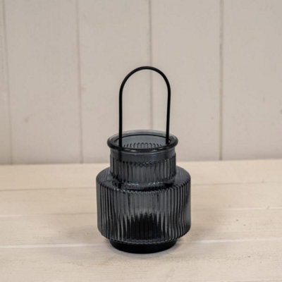 Kdmd Cool Grey Glass Candle Holder With Handle Small - Grey - Image 3