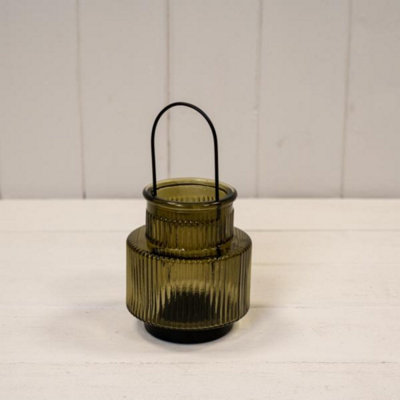 Kdmd Unisex Olive Green Glass Candle Holder Small - Image 3