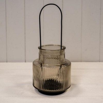 Kdmd Smokey Brown Large Glass Candle Holder With Handle - Brown - Image 3