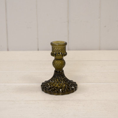 Kdmd Unisex Olive Green Glass Candle Holder - Large - Image 3