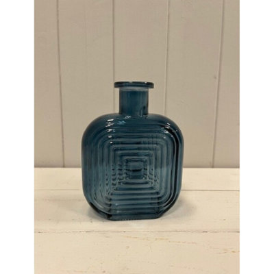 Kdmd Blue Square Glass Bottle With Ribbed Design - Blue - Image 3
