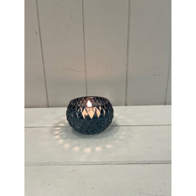 Kdmd Unisex Blue Diamond Pattern Tealight Holder - Image 3