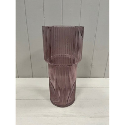 Kdmd Amethyst Tall Glass Ribbed Vase - Purple - Image 3