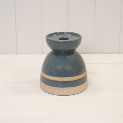 Kdmd Unisex Blue Ceramic Glazed Candle Holder With Unglazed Detail - Image 3