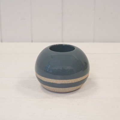 Kdmd Unisex Blue Glazed Tealight Holder With Unglazed Design - Image 3