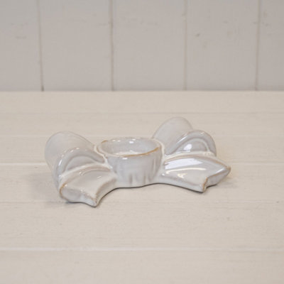 Kdmd White Natural Ceramic Bow Candle Holder - Natural - Image 3