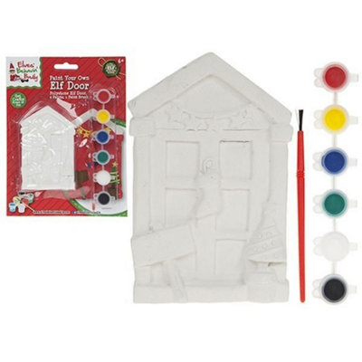 Kdmd Unisex White 4 Inch Paint Your Own Mini Pelmet Elf Door.with 6 Paints & Brush 3 In - Image 2