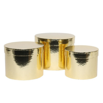Kdmd Unisex Gold Metallic Hat Box Largest - D19 X H14.4cm Set Of 3 - Image 3