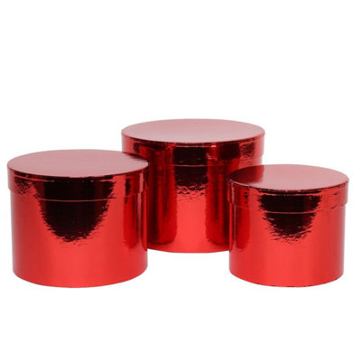 Kdmd Metallic Red Hat Box Largest D19 X Set Of 3 - Red - Image 3