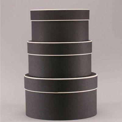 Kdmd Black Round Hat Boxes Set Of 3 - Black - Image 3