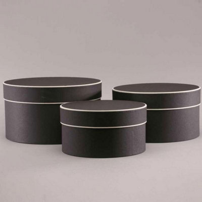 Kdmd Black Round Hat Boxes Set Of 3 Black - Black - Image 3