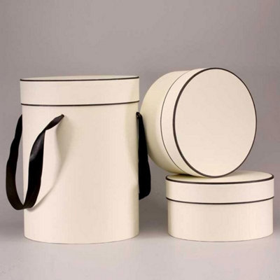 Kdmd Cream Round Hat Boxes Set Of 3 Box - Cream - Image 3