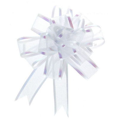 Kdmd Unisex White Organza Pull Bow 25Mm 12 Pack - Image 3