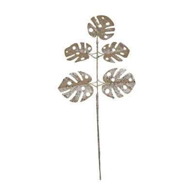 Kdmd Champagne Glitter Monstera Leaf Spray 3 Pack - Gold - Image 3
