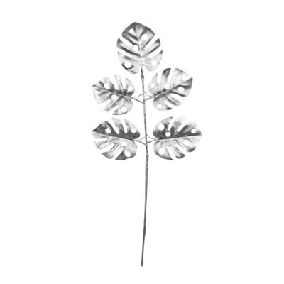 Kdmd Silver Metallic Monstera Leaf Spray 3 Pack - Silver - Image 3