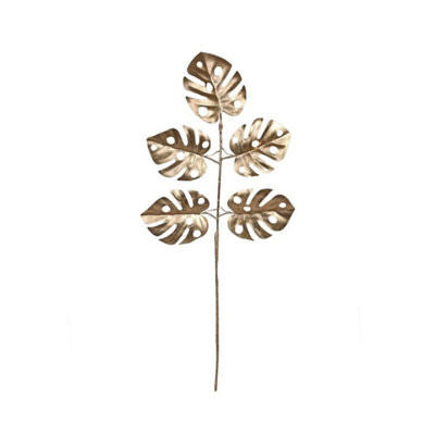 Kdmd Gold Metallic Monstera Leaf Spray 3 Pack - Gold - Image 3