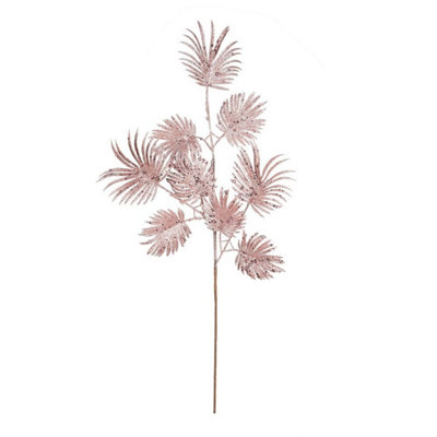 Kdmd Pink Glitter Feather Leaf Stem 2 Pack - Pink - Image 3