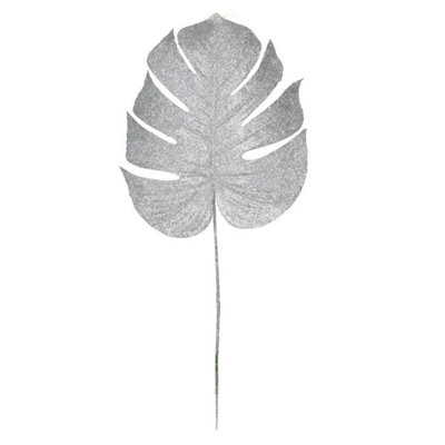 Kdmd Silver Glitter Monstera Leaf Large 2 Pack - Silver - Image 3
