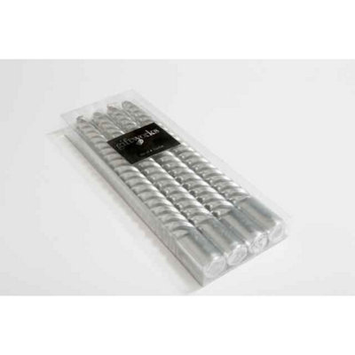 B&Q Christmas Twist Silv. Taper 25 Cm Set Of 8 - Silver