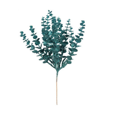 Kdmd Unisex Teal Peacock Glitter Eucalyptus Bush H33cm 2 Pack In - Image 3