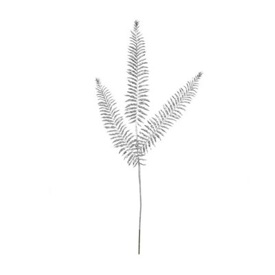 Kdmd Unisex Silver Metallic Fern Stem Spray X3 Leaves 2 Pack - Image 3