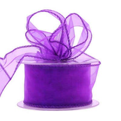 Kdmd Unisex Purple Chiffon Ribbon 50Mm 2 Pack - Image 3